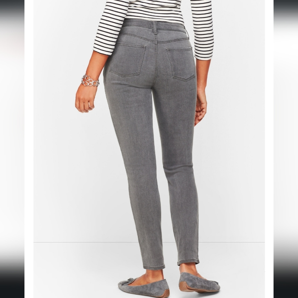 Talbots Stretch Corduroy Slim Ankle Pants - steel grey - Picture 2 of 12